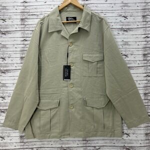 Mauro Milandri Coat Italian Fabric Size 52 100% Cotton Chore Beige Pockets NEW